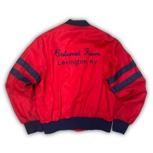 Vintage 1960s Calumet Farm Thoroughbred Snap Button Jacket Size XL